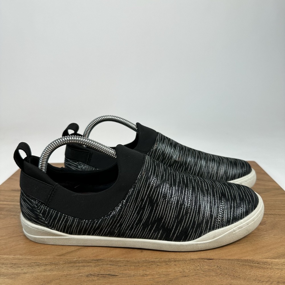 Womens Softwalk Maya Lifestyle Black Striped Leather Pull On Sneakers Size 10 M